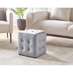 Beliani WISCONSIN - Poef - Grijs - Stof New