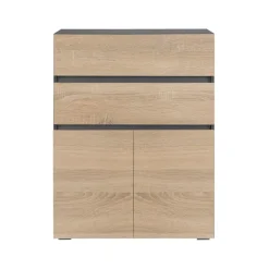 Loft24 Wisla - Midikast 2 laden, 2 deuren in eiken/antraciet spaanplaat Clearance