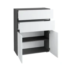 Loft24 Wisla - Midikast 2 laden, 2 deuren in wit/antraciet spaanplaat