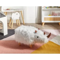 Leen Bakker WOOLLY - Dierenpoef - Wit - Nepbont Sale