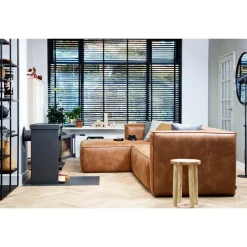 WOOOD Bean Hoekbank Links - Ecoleer - Cognac - 73x305x96 Discount