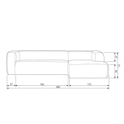 WOOOD Bean Hoekbank Rechts - Ecoleer - Cognac - 73x305x96 Best