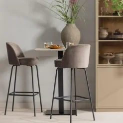 WOOOD Bistro Vierkante Bartafel Poot - Metaal - Zwart- 105x50x50 Clearance