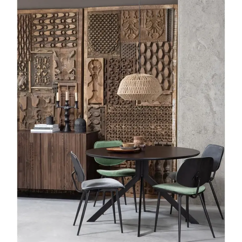 WOOOD Bruno Eettafel Rond - Mdf - Zwart - 75xØ120 Online