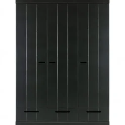 WOOOD Connect Kledingkast 3-Deurs met Lade - Grenen -Zwart- 195x140x53 Hot