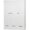 WOOOD Connect Kledingkast 3-Deurs met Lade - Grenen - Wit - 195x140x53 Best