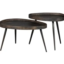 WOOOD Crude Bijzettafels - Zink - Antique Bronze - 39x71x52 Outlet