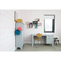 WOOOD Dennis Bureau - Grenen Geborsteld - Betongrijs - 74x141x59 New