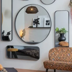 WOOOD Doutzen Spiegel - Metaal - Zwart - 115x115x5 Outlet