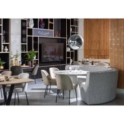 WOOOD Europa 4-Zits Eetbank - Polyester - Zand - 85x372x93 Outlet