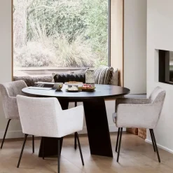 WOOOD Fries Eettafel - Eiken - Blacknight - 75x129x129 New