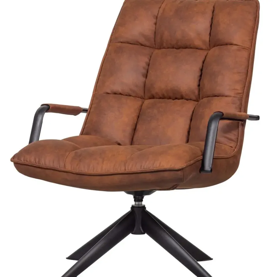 WOOOD Jouke Draaifauteuil - Kunstleer - Cognac - 96x70x85 Best