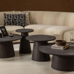 WOOOD Maan Salontafel - MDF - Donkerbruin - 35x100x100 New