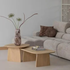 WOOOD Monika Vaas - Handgevormd - Glas - Bruin - 36x16x16 Outlet