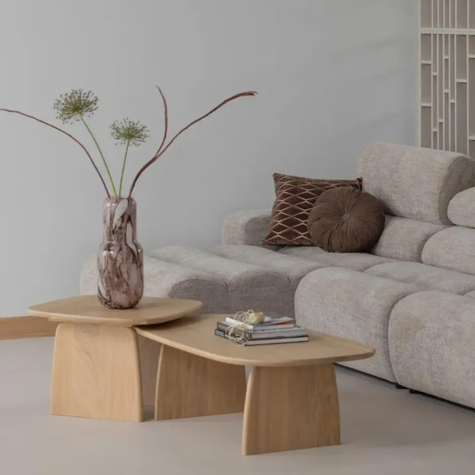 WOOOD Monika Vaas - Handgevormd - Glas - Bruin - 36x16x16 Outlet