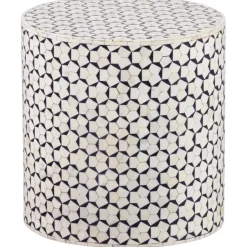 WOOOD Neva Sidetable - Bone Inlay - Zwart/Wit - 40x37x37 New