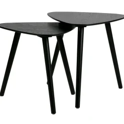 WOOOD Nila Bijzettafels - Hout - Zwart - Set van 2