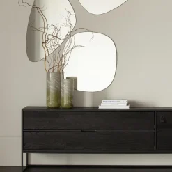 WOOOD Philou Spiegel - Glas/Metaal - Zwart - 60x59x0,5 Outlet