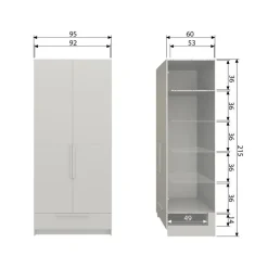 WOOOD Pure 2-deurs Hang/Legkast Splitdeur - Grenen - Dust - 215x95x60 Discount