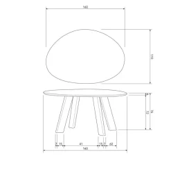 WOOOD Roundly Eetkamertafel - Mangohout - Walnoot - 76x160x110 Discount