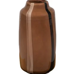 WOOOD Selena Vaas Met Streep - Glas - Bruin - 35x18x18 Discount