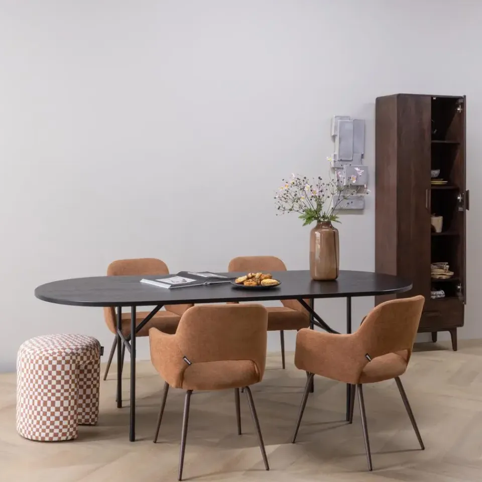 WOOOD Selena Vaas Met Streep - Glas - Bruin - 35x18x18 Discount