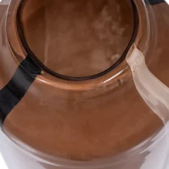 WOOOD Selena Vaas Met Streep - Glas - Bruin - 35x18x18 Discount