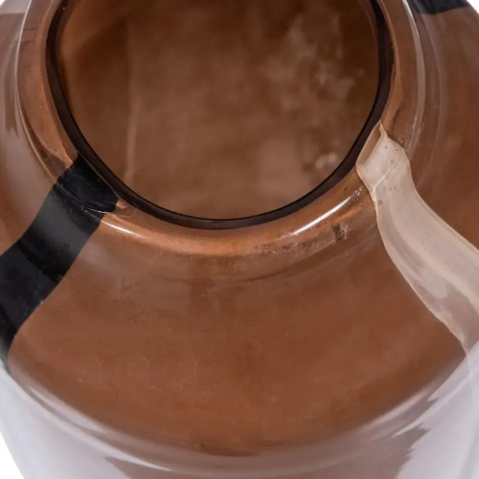 WOOOD Selena Vaas Met Streep - Glas - Bruin - 35x18x18 Discount