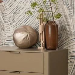 WOOOD Selena Vaas Met Streep - Glas - Bruin - 35x18x18 Discount