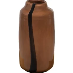 WOOOD Selena Vaas Met Streep - Glas - Bruin - 35x18x18 Discount