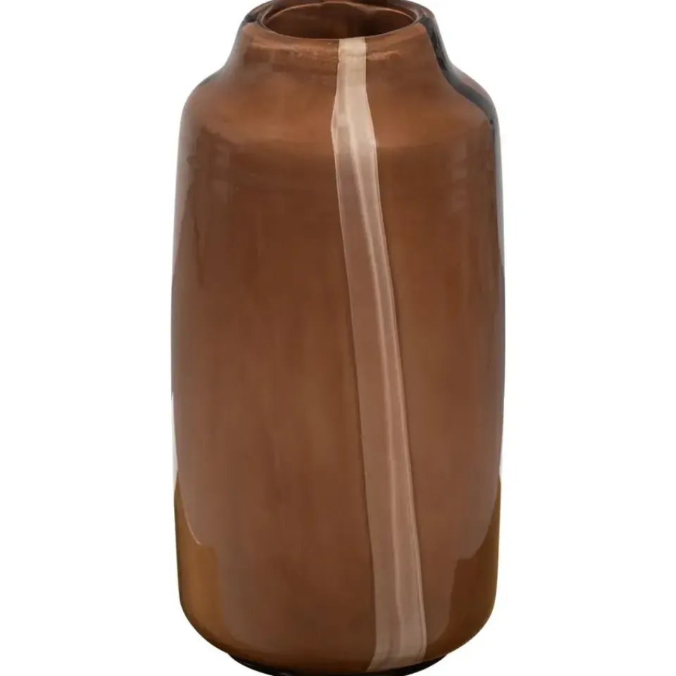 WOOOD Selena Vaas Met Streep - Glas - Bruin - 35x18x18 Discount