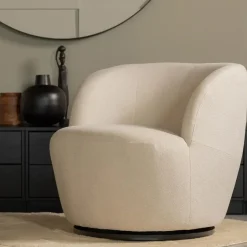 WOOOD Serra Draaifauteuil - Polyester - Off White - 68x70x77 New