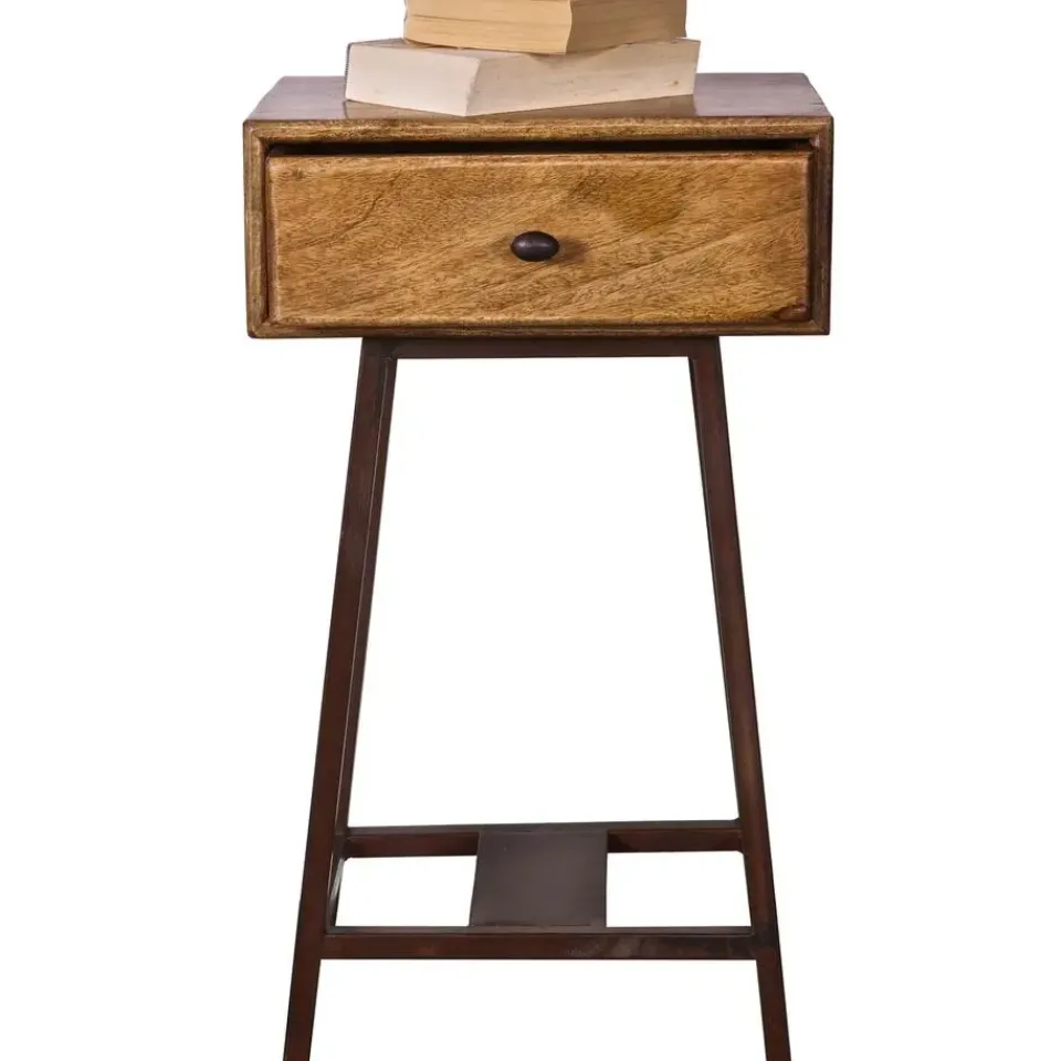 WOOOD Skybox Sidetable - Hout/Metaal - Naturel - 70x45x30 Sale