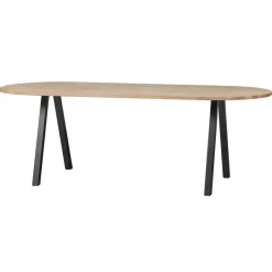 WOOOD Tablo Tafel Ovaal met 2-Standen Poot - Eiken/Metaal - 75x220x90 Clearance