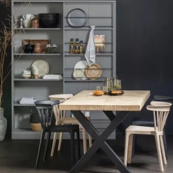 WOOOD Tablo Tafelblad - Mango Visgraat - White Wash - 5,5x200x90 New