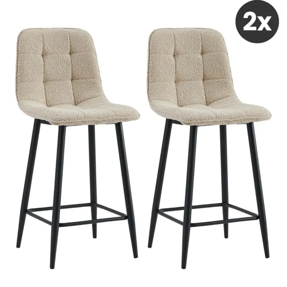 HomeMixx 2x Barkruk Yerevan - Bouclé Taupe New