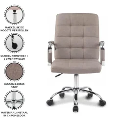 Xairo Milaan - Bureaustoel - Stof - Taupe New