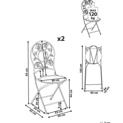 Leen Bakker YAVIZA - Set van 2 tuinstoelen - Lichtbeige - IJzer Sale