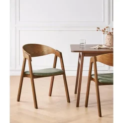 Beliani YUBA - Eetkamerstoel set van 2 - Donkerhout/Groen - Fluweel Sale