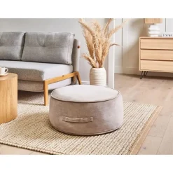 Leen Bakker YULLE - Poef - Lichtbruin - Fluweel