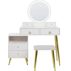 Beliani YVES - Kaptafel - Wit - MDF Best