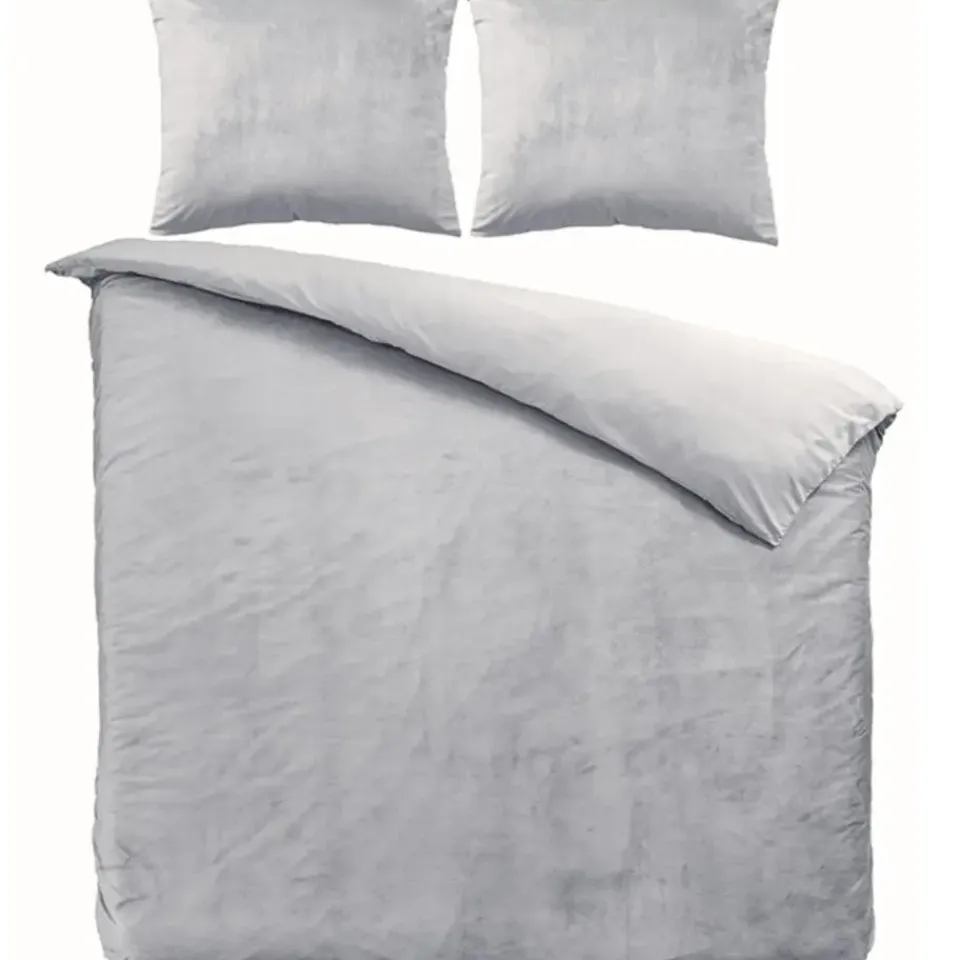 Zavelo Dekbedovertrek Velvet Comfort Zilver-Lits-jumeaux (240 x 200/220 cm) Discount