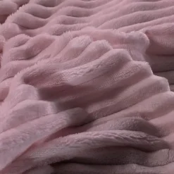 Zavelo Dorien Rib Teddy Dekbedovertrek Roze-Lits-jumeaux (240 x 200/220 cm) New