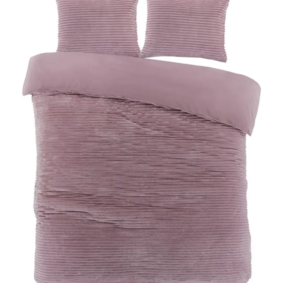 Zavelo Dorien Rib Teddy Dekbedovertrek Roze-1-persoons (140 x 200/220 cm) Online