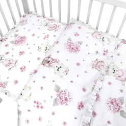 Zavelo Ledikant Dekbedovertrek Ballerina Roze Ruches 100 x 135 cm Best