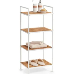Zeller Badkamerkastje - 4 planken - wit - hout - 39 x 95 cm Online