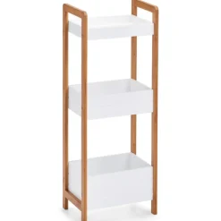 Zeller Badkamerkastje - hout - 3 planken - wit/bruin - 28 x 74 cm Clearance