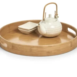 Zeller Dienblad - bamboe hout - rond - 38 x 5 cm - serveerblad Sale