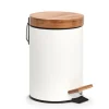 Zeller Pedaalemmer - 3L - wit - metaal en bamboe - 24 cm - toilet New