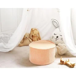 Leen Bakker ZIKRIA - Poef - Perzik - Fluweel New